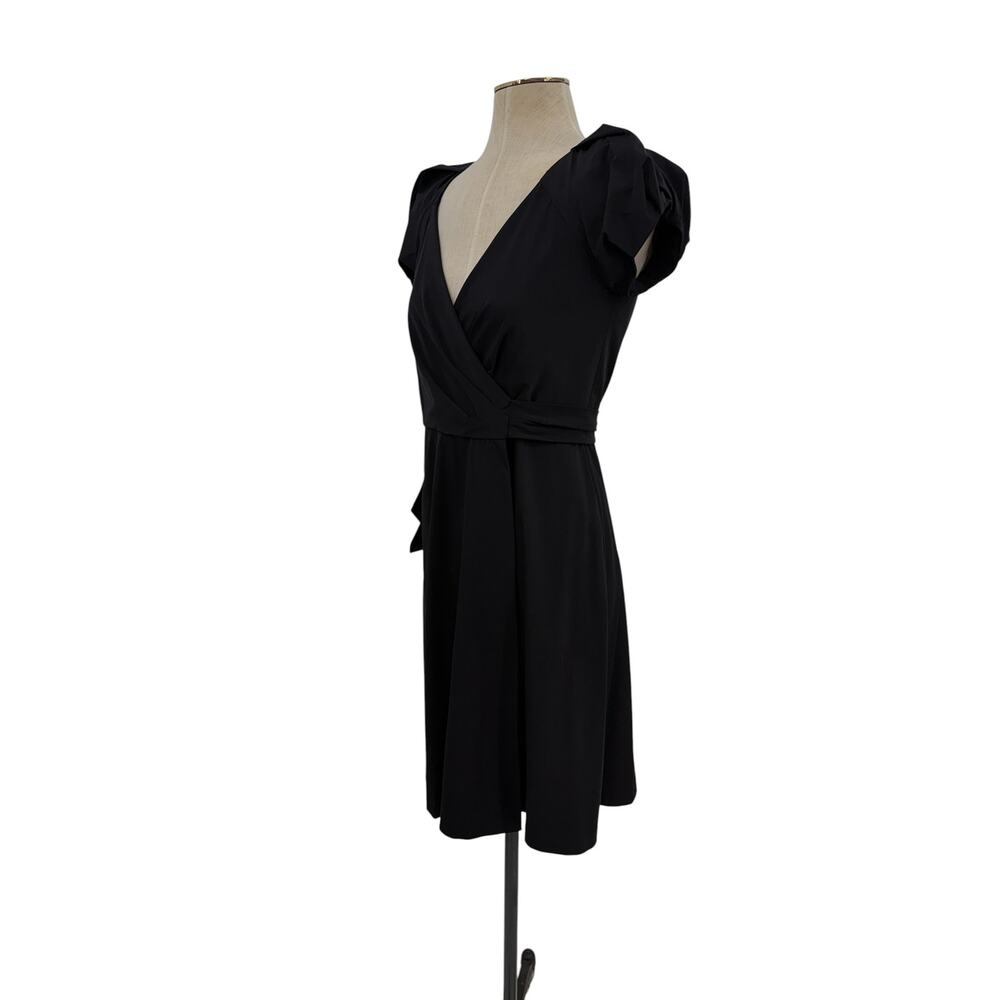 Diane Von Furstenberg Peyton Wrap Dress Puff Sleeve Knee Length Black 4 - Picture 5 of 12